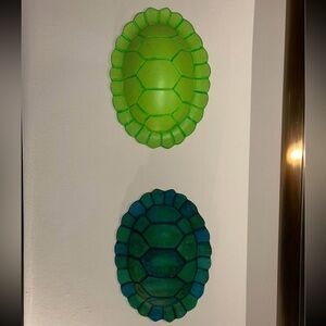 Pair of Hand-Painted Cast Iron Tortoise Shells